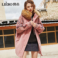 LIEBO 裂帛 裂帛中长款棉服女灯芯绒潮ins工装超火加厚棉衣女