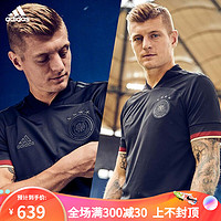 adidas阿迪达斯足球服 新品20/21欧洲杯德国客场球员版比赛训练短袖T恤球衣足球服EH6116 黑色 S