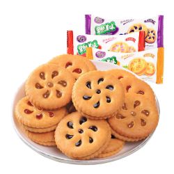 真巧果然美味果酱夹心饼干零食500g