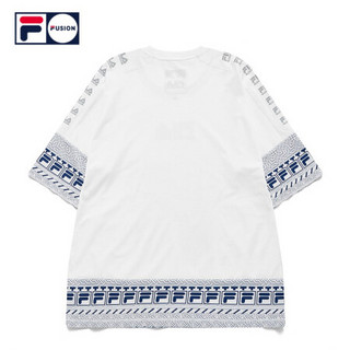 5FILA FUSIONx WM白山联名男装七分袖衫2021夏季新款印花宽松T恤 标准白-WT（宽松版型，建议拍小一码） 175/96A/L