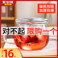 Tianxi 天喜 天喜玻璃杯茶杯带把女花茶杯透明家用杯子过滤水杯茶水分离泡茶杯