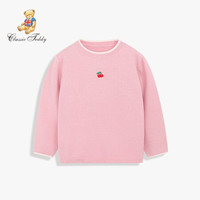 精典泰迪Classic Teddy童装女童毛衣女孩套头毛衫宝宝打底针织衫中小童套头衫婴儿衣服新款 字母樱桃粉色 130