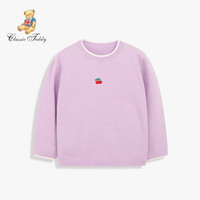 精典泰迪Classic Teddy童装女童毛衣女孩套头毛衫宝宝打底针织衫中小童套头衫婴儿衣服新款 字母樱桃紫色 130