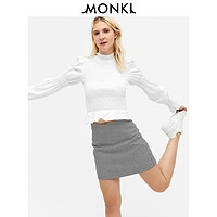 MONKI 2020秋季新款浅绿色褶皱长袖衬衫女设计感小众上衣 0910647