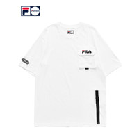 FILA FUSION 斐乐潮牌男子短袖衫2021夏季新款运动街头时尚T恤男 T11M123106F 标准白-WT 180/100A/XL
