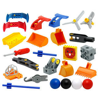 万格工程车机械管道大颗粒散装件积木拼装玩具幼儿园教具legao 机械挂壁
