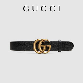 GUCCI 古驰 406831 DJ20T  双G带扣皮革腰带 黑色 95cm