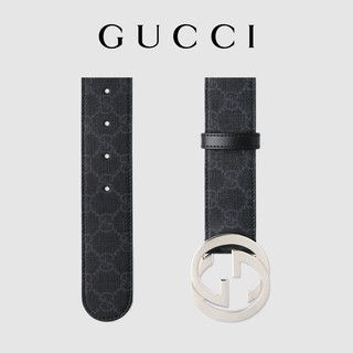GUCCI 古驰 互扣式双G带扣腰带 411924 KGDHX（黑色、90cm）