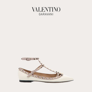 VALENTINO GARAVANI 华伦天奴 ROCKSTUD 漆皮系带铆钉平底鞋 RW2S0376VNWL62 象牙白 38