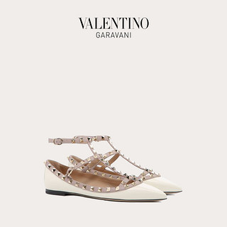 VALENTINO GARAVANI 华伦天奴 ROCKSTUD 漆皮系带铆钉平底鞋 RW2S0376VNWL62 象牙白 38