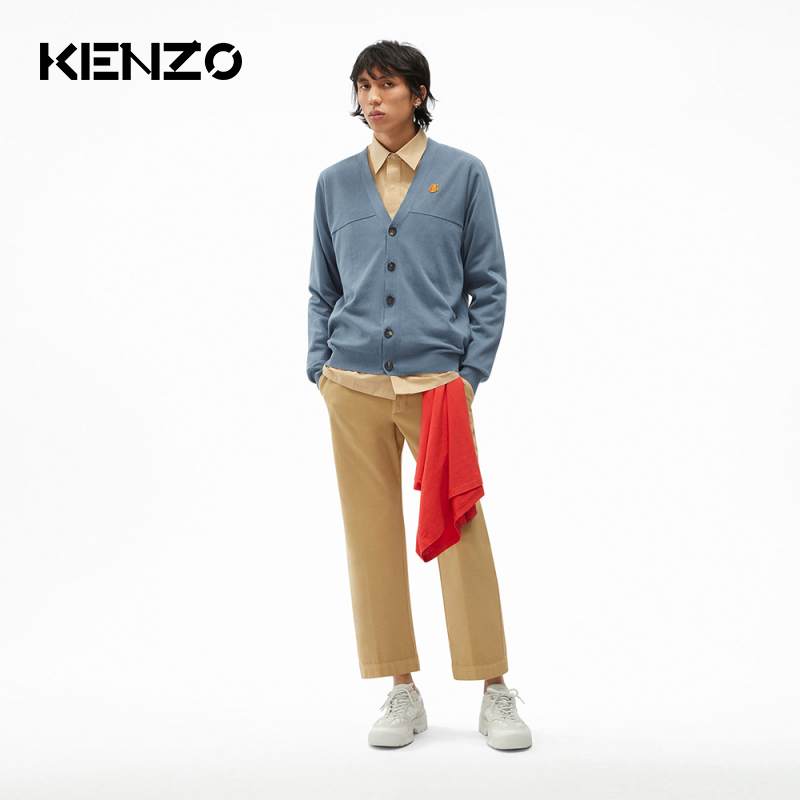 KENZO 2021春夏新品男士小虎头针织开衫 FB55CA5813TB 99 黑色 M