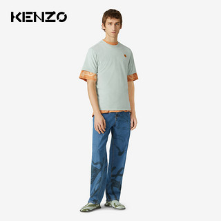 KENZO 2021春夏新品男士刺绣小虎头全棉T恤 FB55TS0034SA 76 海军蓝色 L