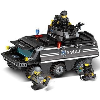 特警系列城市防爆警察儿童兼容乐高积木飞机拼装汽车男孩子组装模型玩具6-14岁以上 装甲车349PCS