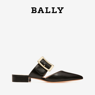 Bally 巴利 2021新款JEMINA FLAT女士黑色皮革平底穆勒单鞋 6238148 黑色 36