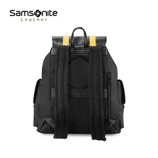 Samsonite/新秀丽2021新品双肩包 潮酷男包 休闲真皮皮包电脑包背包 NP0*19001 黑色/黄色