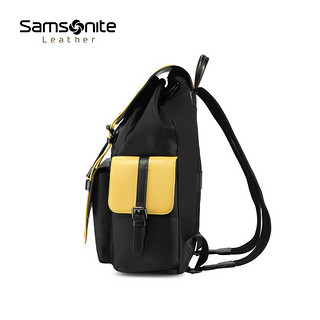 Samsonite/新秀丽2021新品双肩包 潮酷男包 休闲真皮皮包电脑包背包 NP0*19001 黑色/黄色