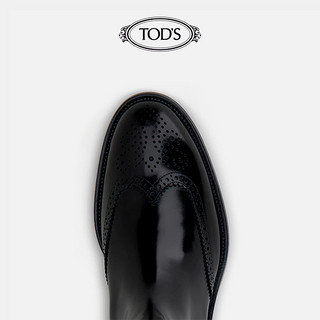 TOD'S官方正品2021春夏新品男鞋男士牛皮踝靴切尔西靴（47、黑色）