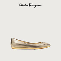 Salvatore Ferragamo/菲拉格慕 女士GANCINI芭蕾舞平底鞋 742966（9、金色/1C）