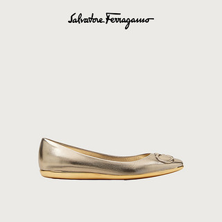 Salvatore Ferragamo/菲拉格慕 女士GANCINI芭蕾舞平底鞋 742966（9、金色/1C）