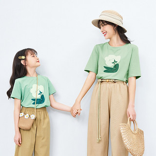 INMAN 茵曼 亲子装 女童T恤 宝宝款-绿色 110cm