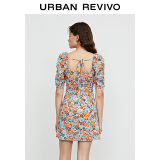 URBAN REVIVO 2021春夏新品女装夏日浪漫碎花印花V领宝藏连衣裙WH13S7AE2003 M