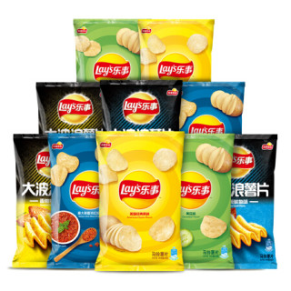 乐事薯片 大波浪薯片(黄瓜味+原味+红烩味+鱿鱼味+鸡翅味)六一零食大礼包400g 百事食品新老包装交替发货