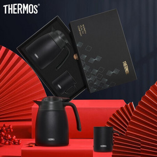 THERMOS 膳魔师 保温壶保温杯新年礼盒304不锈钢1升大容量水壶+320毫升带盖马克杯套装 黑色款