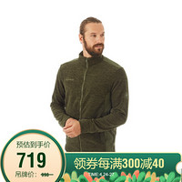 MAMMUT/猛犸象 Yadkin ML 男士秋冬新品保暖弹力吸湿速干抓绒衣夹克外套 蜥绿色混色-蜥绿色 XL欧码偏大