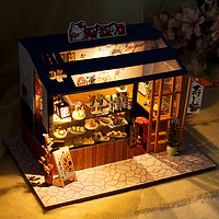 巧之匠 diy小屋寿司店手工制作小房子模型拼装玩具 寿司酱酱 工具 胶水 LED灯 手控开关