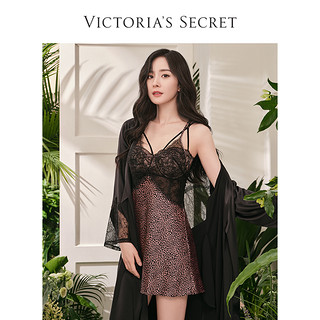 VICTORIA'S SECRET 维多利亚的秘密 维密 尚蒂伊蕾丝拼接丝滑缎面冰丝性感长款睡袍11157765