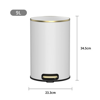MR.Bin 麦桶桶 麦桶桶轻奢垃圾桶厨房不锈钢家用客厅创意欧式大号脚踏厕所带盖卫生间 ZERO LV 白金 9L