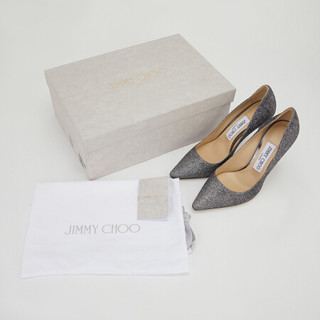 JIMMY CHOO ROMY 100 细闪高跟鞋 银黑色