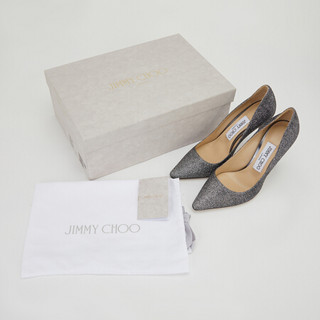 JIMMY CHOO ROMY 100 细闪高跟鞋 银黑色