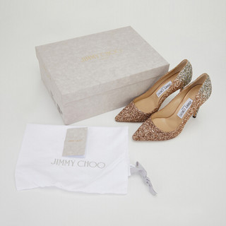 周仰杰 JIMMY CHOO 女士ROMY 100系列金色银色渐变闪粉高跟鞋 ROMY 100 VNB 193 ROSE GOLD GOLD SILVER 37.5