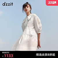 d’zzit 地素 2020夏专柜新款白色泡泡袖娃娃领连衣裙女3C2O4981B 白色 S