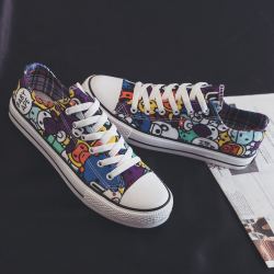 warrior回力新品运动休闲鞋情侣款帆布鞋涂鸦国潮板鞋休闲鞋