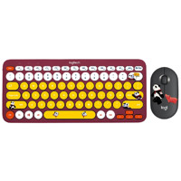 logitech 罗技 K380键盘 红色+PEBBLE鼠标 黑色 蓝牙无线键鼠套装 熊猫滚滚