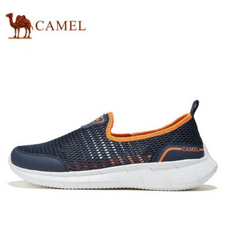 骆驼（CAMEL） 轻盈透气网面休闲耐磨防滑套脚男士凉鞋 A122303640 深蓝/橘红 38