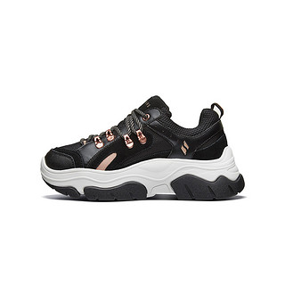 SKECHERS 斯凯奇 STREET系列 Black Jack 女子休闲运动鞋 74238/BKRG 黑色/玫瑰金色 36