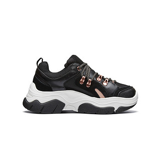 SKECHERS 斯凯奇 STREET系列 Black Jack 女子休闲运动鞋 74238/BKRG 黑色/玫瑰金色 36