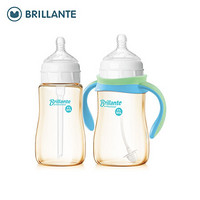 贝立安（Brillante）宽口径婴儿奶瓶带手柄学饮杯PES吸管奶瓶 耐摔食品级材质 330m  4段 BYP25