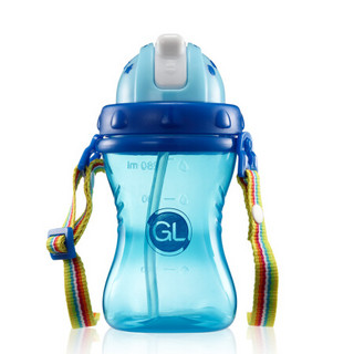 GL格朗宝宝学饮杯 儿童水杯 吸管杯 婴儿防漏水杯 学生喝水水壶 蓝色