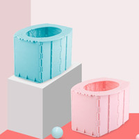 儿童便携马桶宝宝马桶圈折叠坐便器可车内用马桶男女小孩尿盆便盆马桶垫带塑料袋免清洗旅行马桶 旅行坐便器 浅蓝色