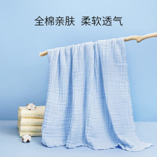 Matern’ella子初婴儿浴巾宝宝棉小方巾 柔顺吸水泡泡棉纱布新生儿洗脸巾手帕口水巾 鲸鱼款（100*100cm)