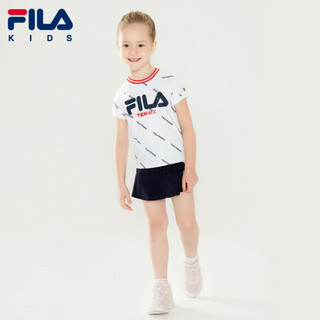 FILA KIDS 斐乐儿童女小童针织短袖衫2021年夏季新款休闲T恤上衣 满印-PT 105cm