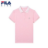 FILA KIDS 斐乐童装女童短袖POLO衫2021夏新款儿童中大童纯棉T恤 淡泊粉-LP 130cm