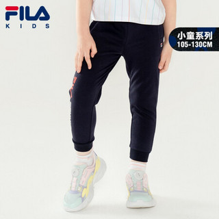 FILA KIDS 斐乐儿童女小童针织长裤2021年夏季新款运动休闲跑步 RD宝蓝-NV 130cm