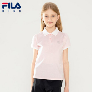 FILA KIDS 斐乐童装女童短袖POLO衫2021夏新款儿童中大童纯棉T恤 淡泊粉-LP 130cm