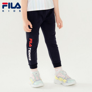 FILA KIDS 斐乐儿童女小童针织长裤2021年夏季新款运动休闲跑步 RD宝蓝-NV 130cm