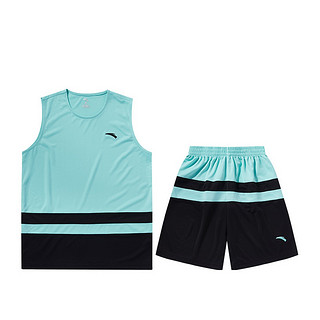 安踏男款运动球服宽松舒适篮球比赛套国潮原创球服两件套 S 冰河蓝-6